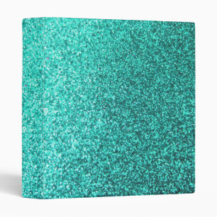 Turquoise faux glitter graphic 3 ring binder