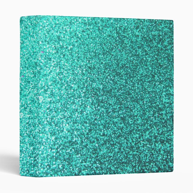 Turquoise faux glitter graphic 3 ring binder (Front/Spine)