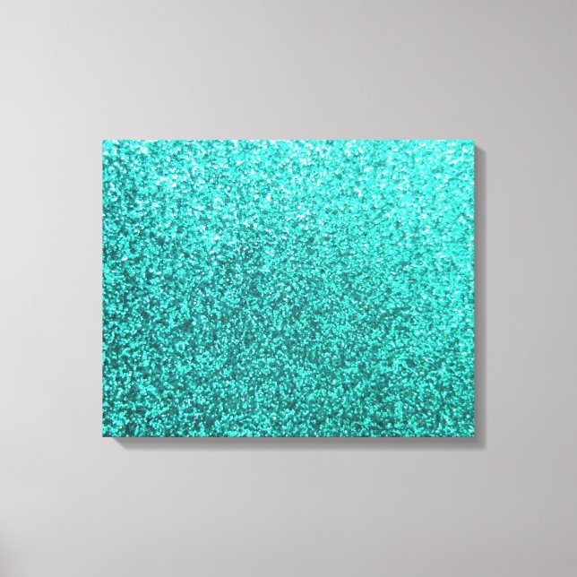 Turquoise faux glitter graphic canvas print (Front)