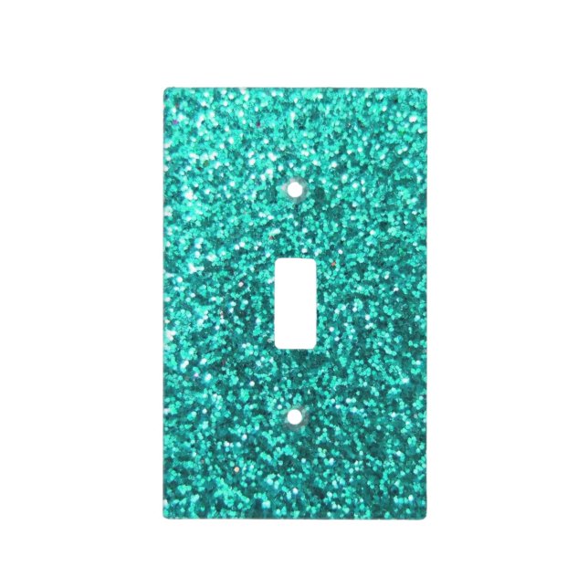 Turquoise faux glitter graphic light switch cover (Front)
