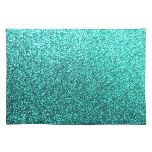 Turquoise faux glitter graphic placemat