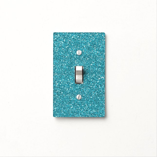Turquoise Faux Glitter Light Switch Cover (In Situ)
