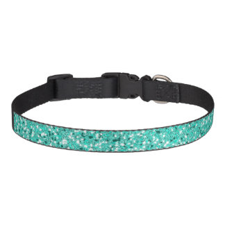 Turquoise Faux Glitter Pattern Look-like Pet Collar