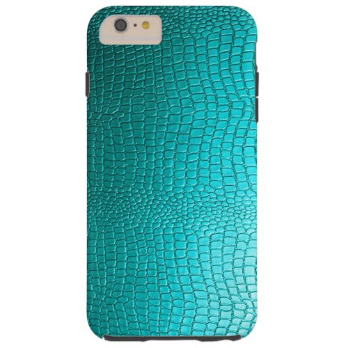 Turquoise Faux Leather Snake_Skin Look Tough iPhone 6 Plus Case