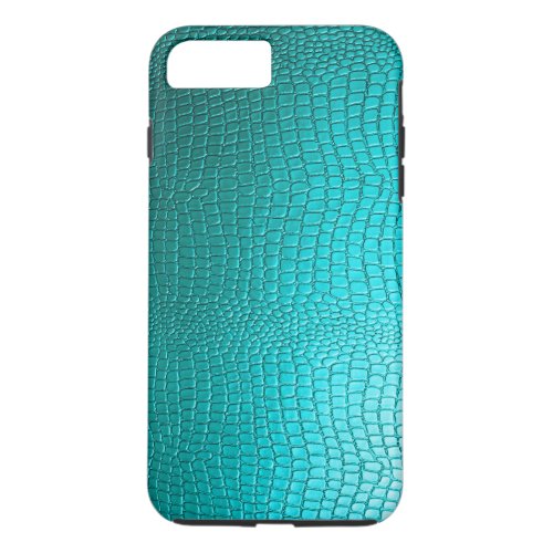 Turquoise Faux Leather Snake_Skin Look iPhone 8 Plus7 Plus Case