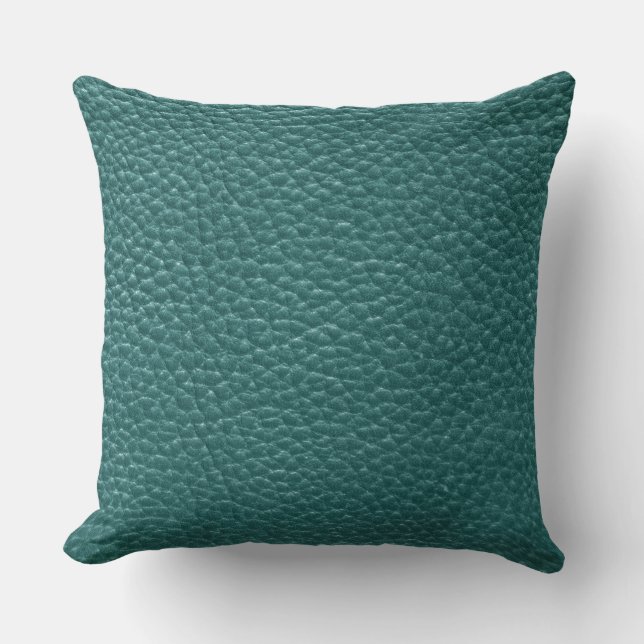 Turquoise Faux Leather Throw Pillow (Front)