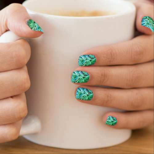 Turquoise Feathers Nail Art