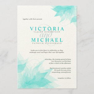 Turquoise Felt Floral Victorian Wedding Invitation