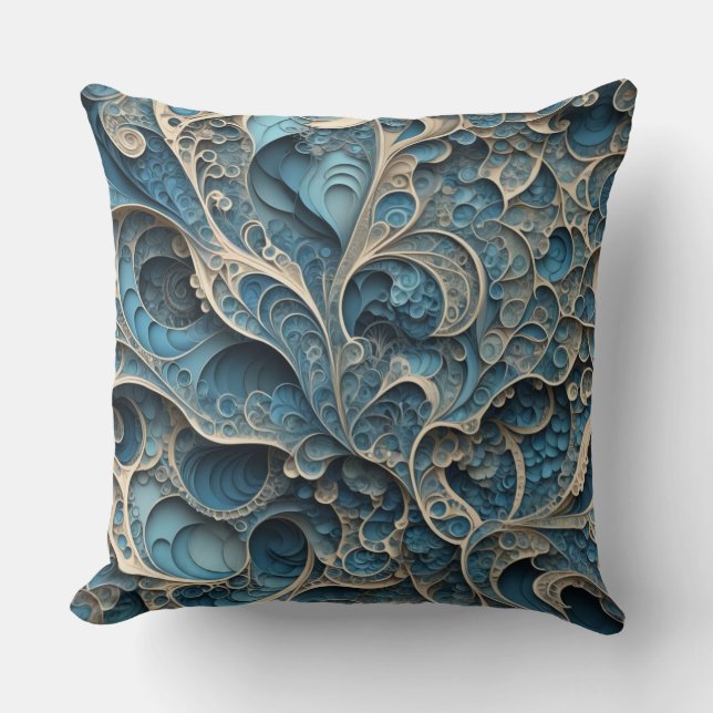 Turquoise Filigree Throw Pillow (Front)