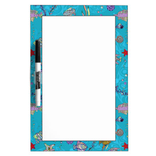 Turquoise Fish Pattern Dry Erase Board