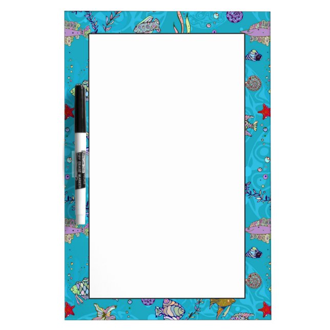 Turquoise Fish Pattern Dry Erase Board (Front)