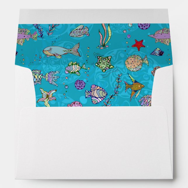 Turquoise Fish Pattern Envelope (Back (Bottom))