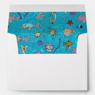 Turquoise Fish Pattern Envelope
