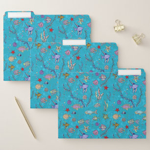 Turquoise Fish Pattern File Folder