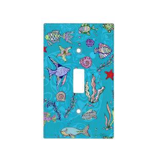 Turquoise Fish Pattern Light Switch Cover