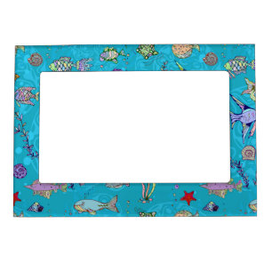 Turquoise Fish Pattern Magnetic Frame