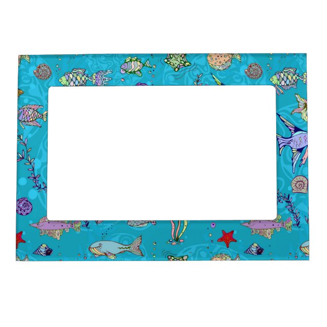 Turquoise Fish Pattern Magnetic Frame (Front)