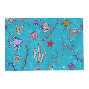 Turquoise Fish Pattern Placemat