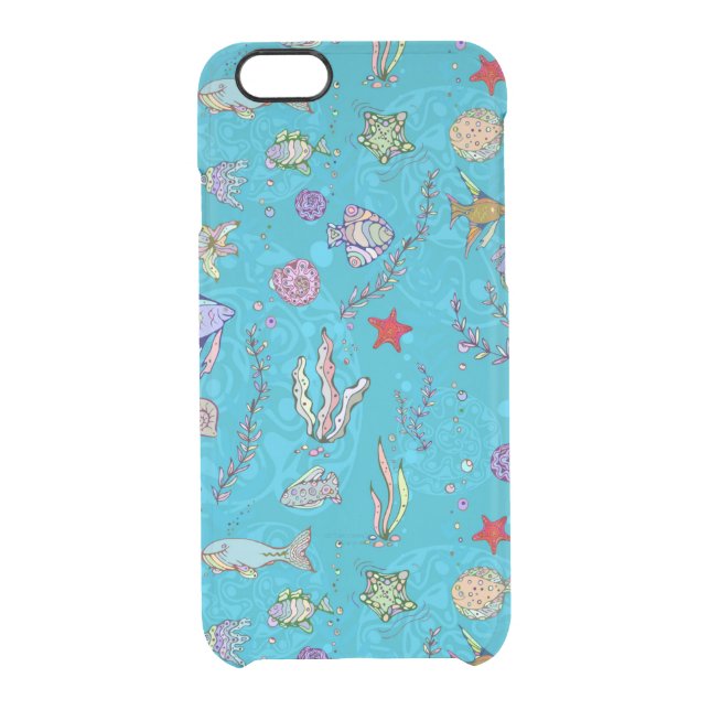 Turquoise Fish Pattern Uncommon iPhone Case (Back)