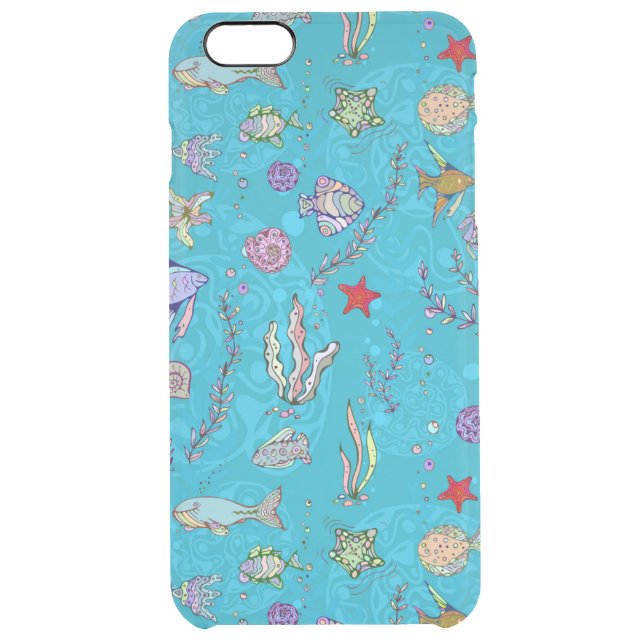 Turquoise Fish Pattern Uncommon iPhone Case (Back)