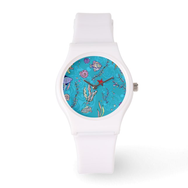Turquoise Fish Pattern Watch (Front)