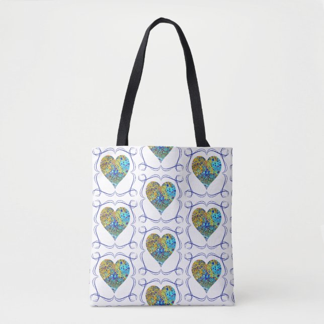 Turquoise Fizz Acrylic Pour All Over Tote Two Bag (Front)