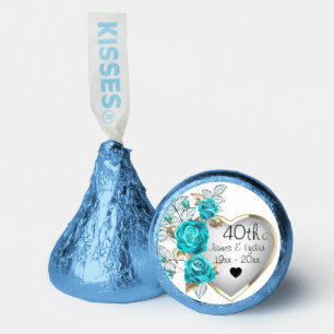 Turquoise Floral 40th Wedding Anniversary Heart  Hershey®'s Kisses®