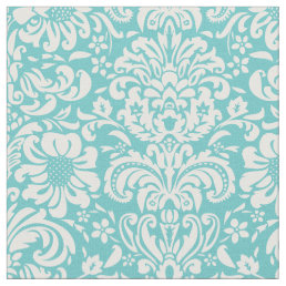 Turquoise Floral Damask Fabric