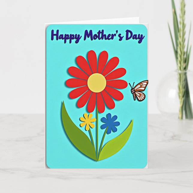 Turquoise Floral Happy Day Card (Front)