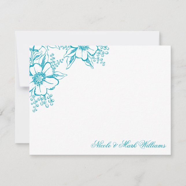 Turquoise Floral Letterpress Style Wedding (Front)