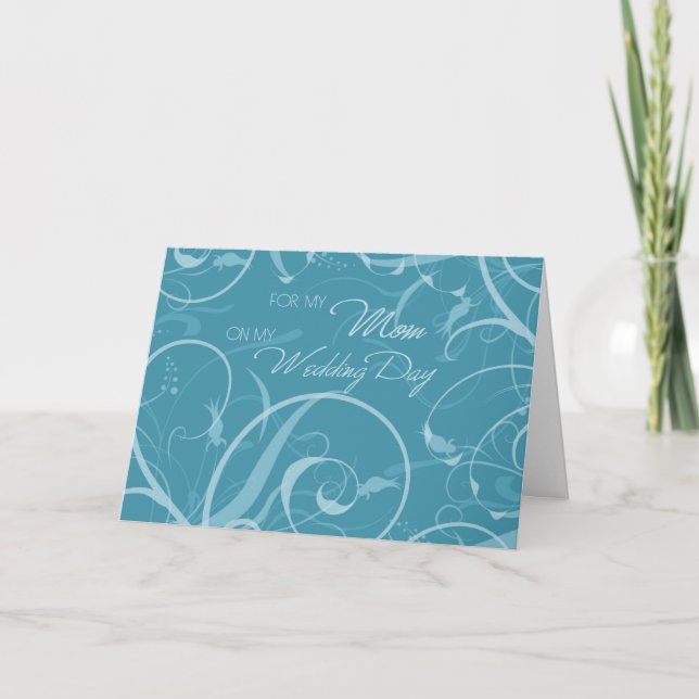 Turquoise Floral Mom Wedding Day Thank You Card (Front)