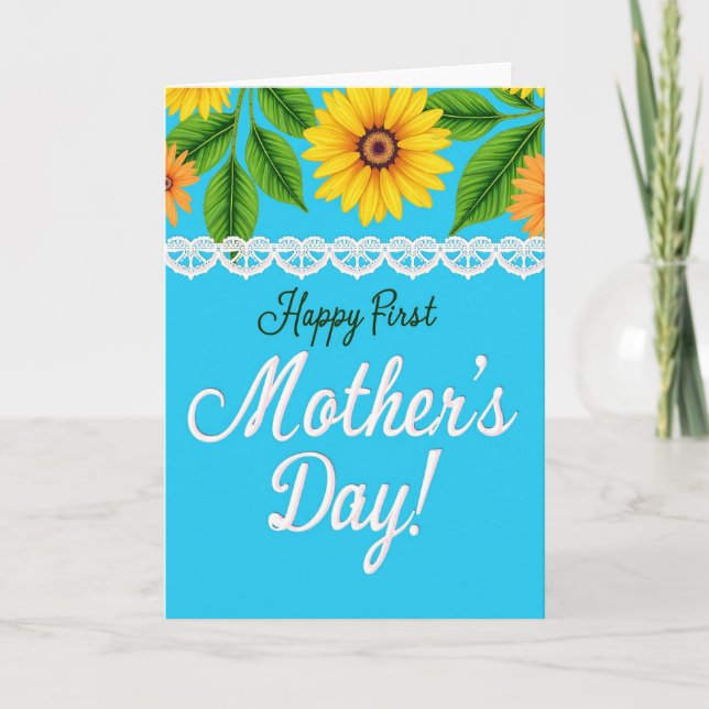 Turquoise Floral Mothers Day Card (Front)