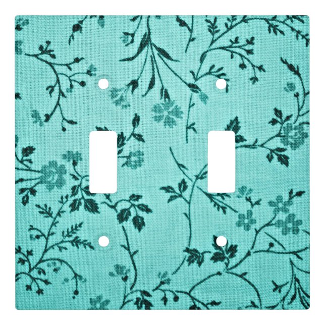 Turquoise floral pattern light switch cover (Front)