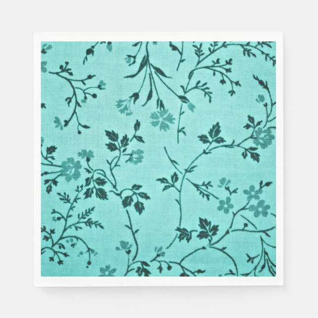 Turquoise floral pattern napkins (Front)