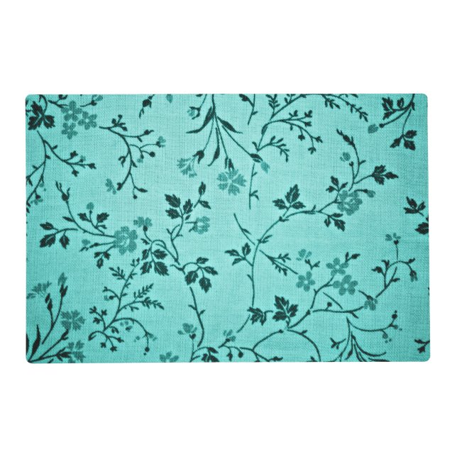 Turquoise floral pattern placemat (Front)