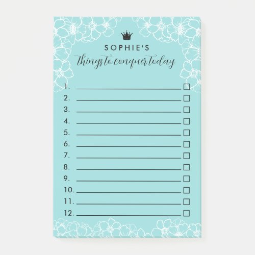 Turquoise Floral Princess Crown Things To Conquer Post_it Notes