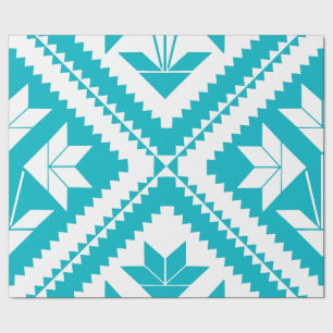 Turquoise Floral Quilt Wrapping Paper