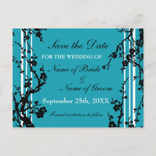 Turquoise Floral Save the Date Wedding Postcard