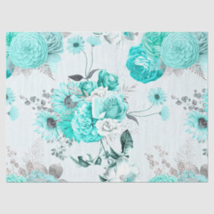Turquoise Floral Series Design 1 Tissue Paper