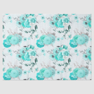 Turquoise Floral Series Design 2 Tissue Paper