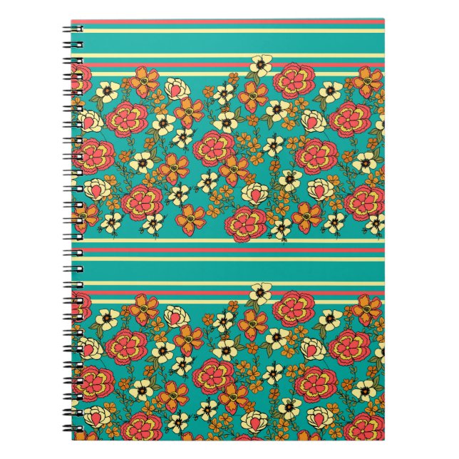 Turquoise Floral Spiral Notebook (Front)