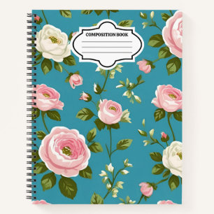 Turquoise Floral Spiral Notebook – Cute for School
