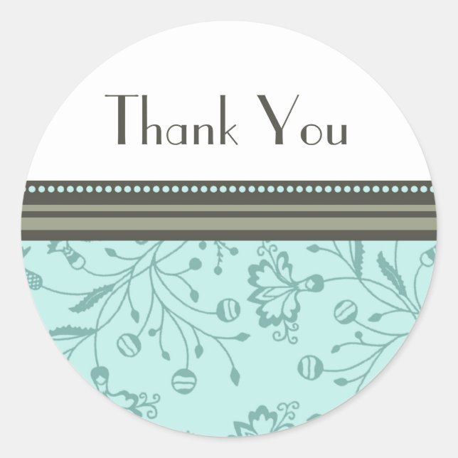 Turquoise Floral Thank You Envelope Seals (Front)
