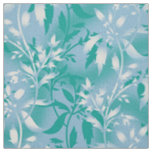 Turquoise Floral Wallpaper. Red Stem Textile Fabric