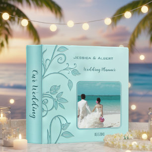 Turquoise Floral Wedding Photo Binder