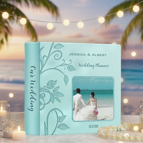 Turquoise Floral Wedding Photo Binder