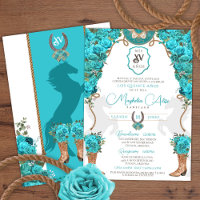 Turquoise Floral Western Charro Ranch Quinceañera