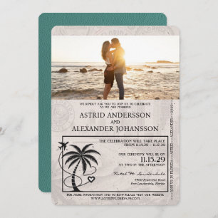 Turquoise Florida Passport Wedding Invitation