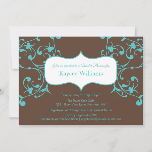 Turquoise Flourish Bridal Shower Invitation