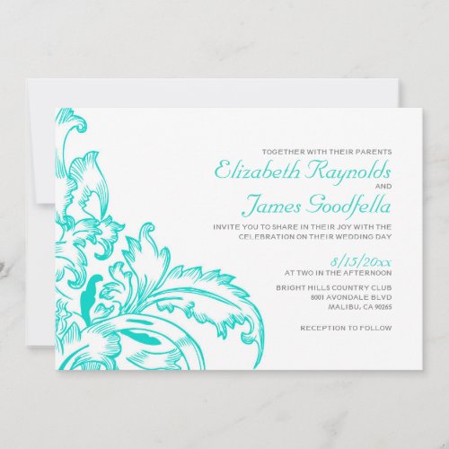 Turquoise Flourish Wedding Invitations